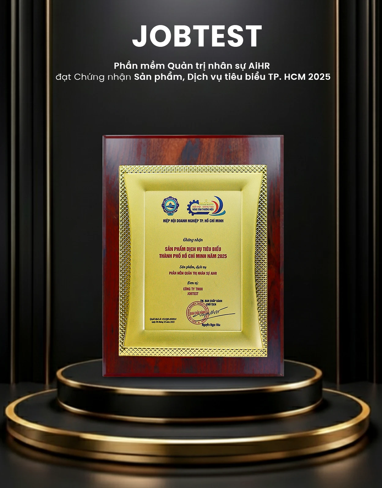 Phần mềm Quản trị nhân sự AiHR đạt Chứng nhận sản phẩm, dịch vụ tiêu biểu TP.HCM 2025